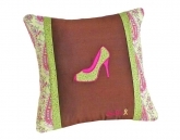 Pink Green Brown Girly Embroidered Pillow for Layla Grace Charity.