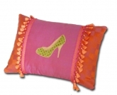 Hot pink silk handmade pillow