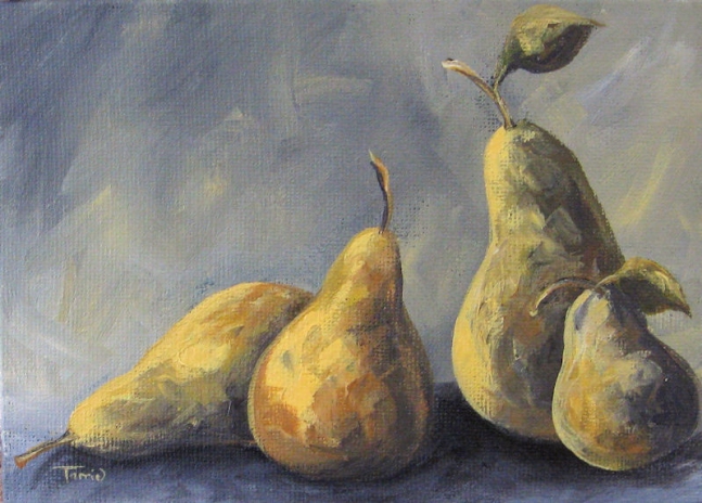 The Pear Family, Painting, oil paint, varnish, canvas panel.