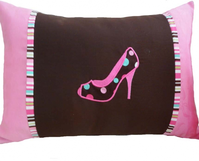 Layla Grace Charity Girly Pink Brown Polka Dot Pillow 