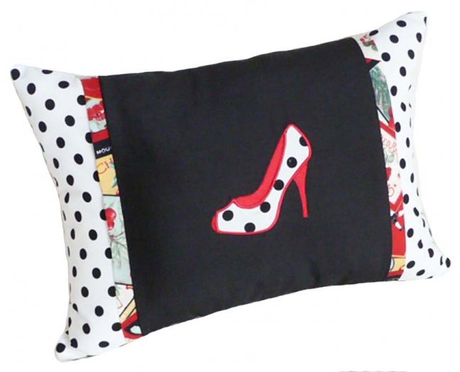 Layla Grace Charity Girly Red Black and White Polka Dot Pillow. 