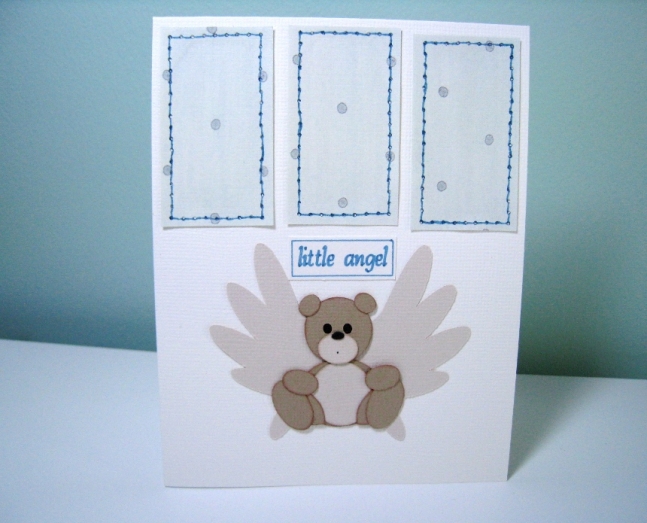 Teddy Bear Handmade Angel Baby Card.