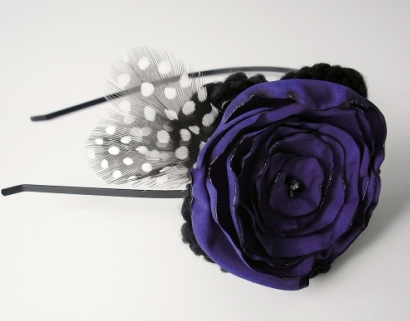 Crochet flower headband with Swarovski crystals 