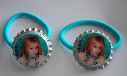 Hannah Montana bottle cap ponytail holders~set of two 