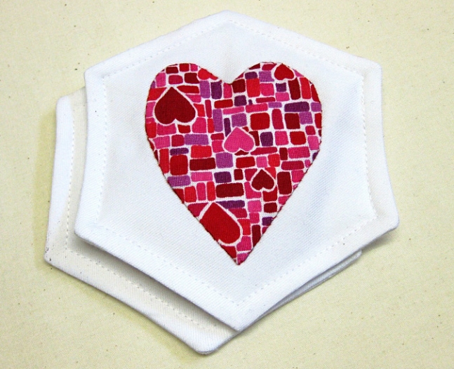 Appliqued Heart Coasters 