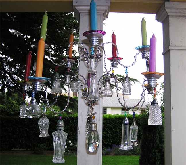 Chandelier, recycling and repurposing. 
