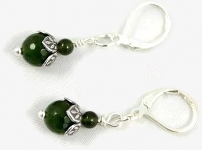 Forest green jade earrings.