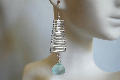 Aquamarine quartz onion briolette earrings