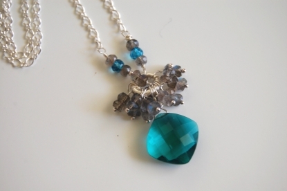 Paraiba blue quartz and labradorite necklace