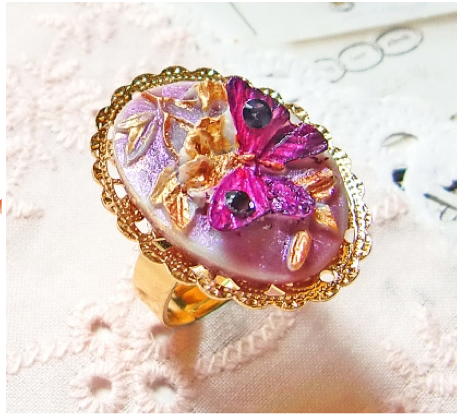 Butterfly Dream Hand Painted Butterfly Crystal Ring.