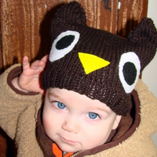 Kid's owl knit hat