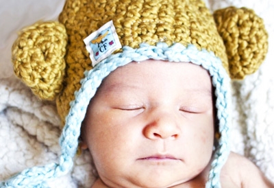 Newborn knit monkey hat
