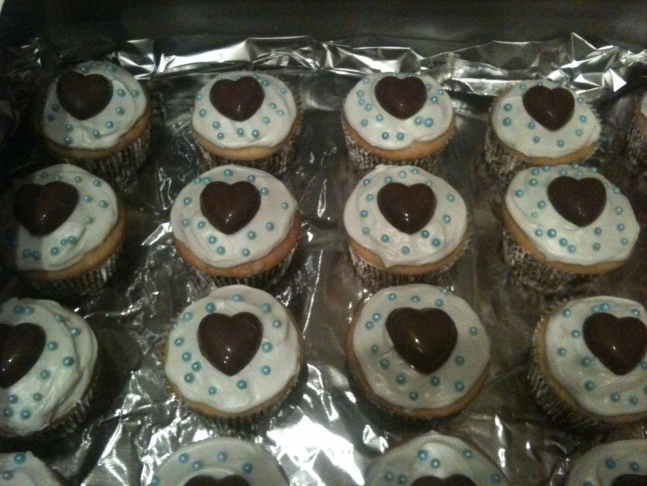 cupcakes with chocolate hearts on top