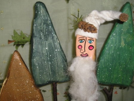 Picasso santa, folk art by Naturally by Denise