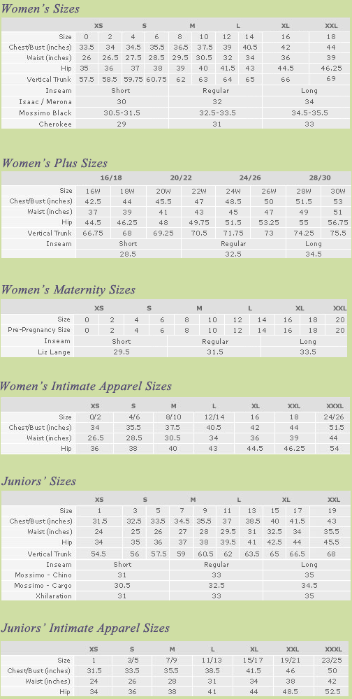 Women's Sizes