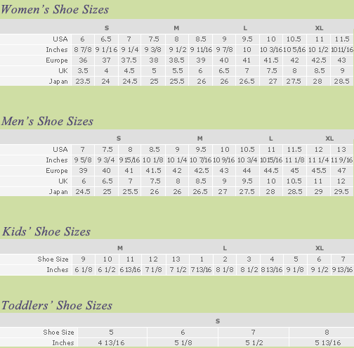 Shoe Sizes