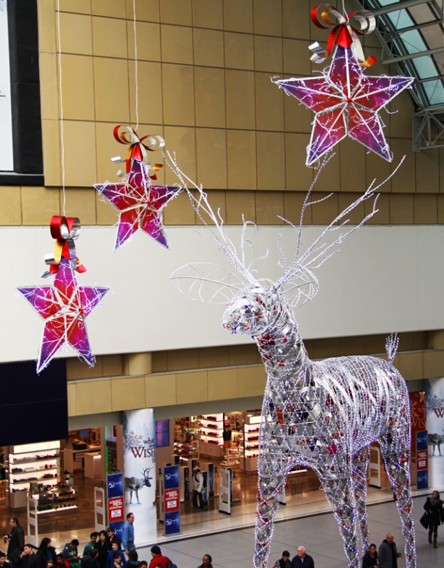 Reindeer at the Eaton Center, Toronto Christmas 2011.