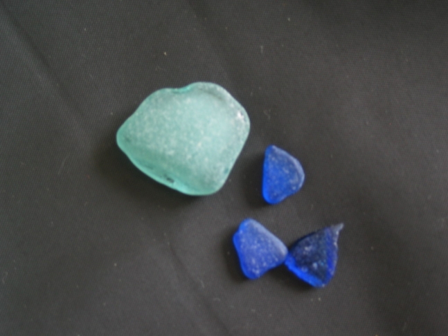 Aqua and blue sea glass.