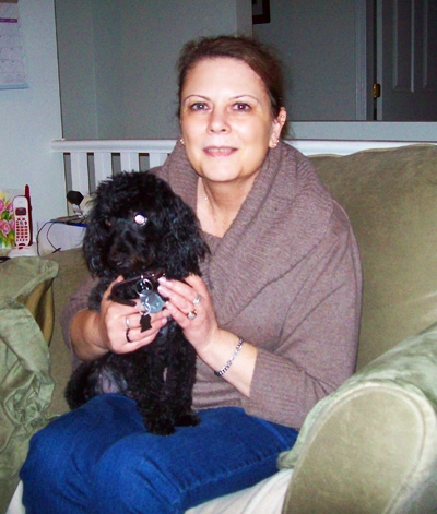 Debra Westdorp from Designs by Debra with her dog Weeboy.