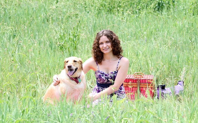 Marta Raptis from DelightfulSuds with her dog.