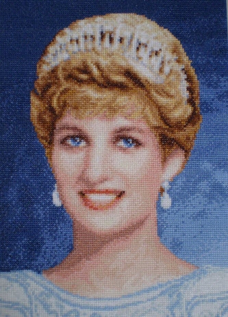 Princess Diana, cross-stitched 