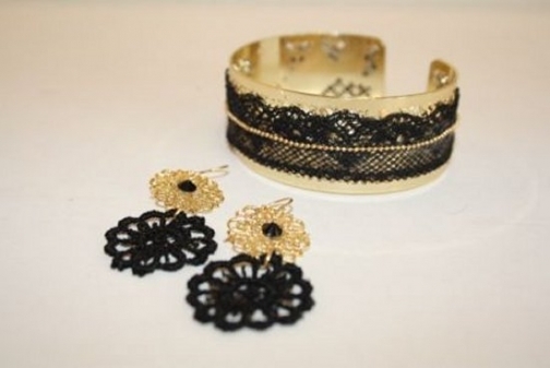 lace bracelet and earrings