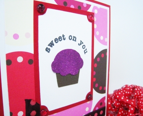 cupcake valentine with glitter and ribbon