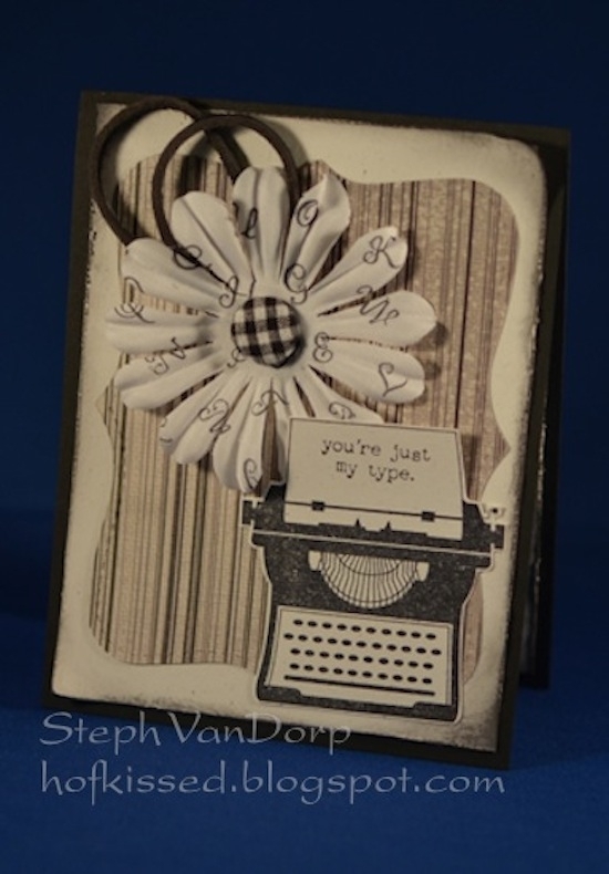 hand crafted Valentine's Card with Vintage type writer