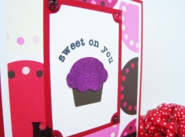 cupcake valentine with glitter and ribbon