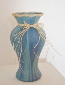  Sea Blue Glass Vase, made by Saneek Glass