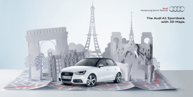 3D paper cityscapes for Audi A1 Global Advertising Campaign. 