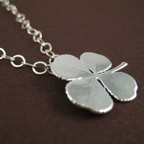 silver clover necklace for st. patrick's day