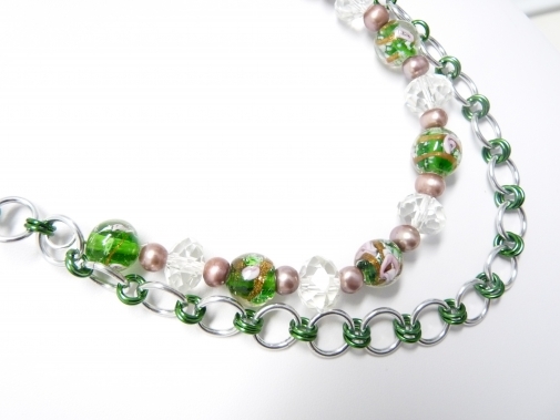 green and silver chain necklace st. patrick's day gift idea