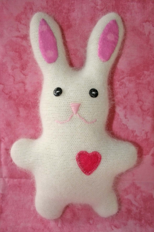 handmade bunny with heart and angora