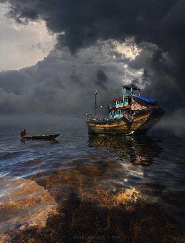 ship and clouds