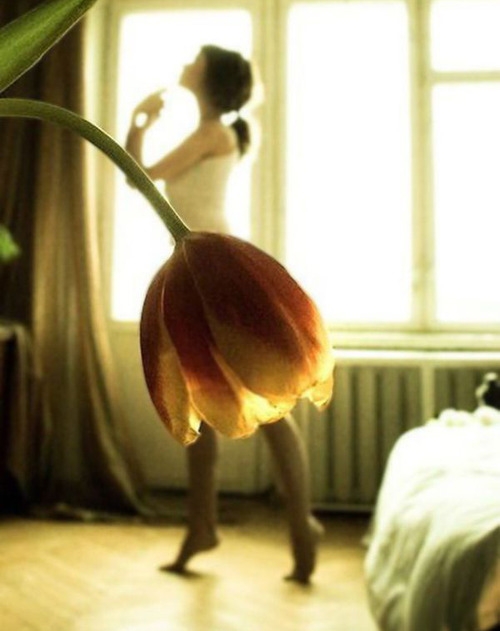 Girl with a flower dress/skirt. 