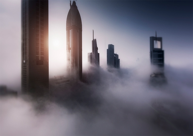 clouds and skyscrapers