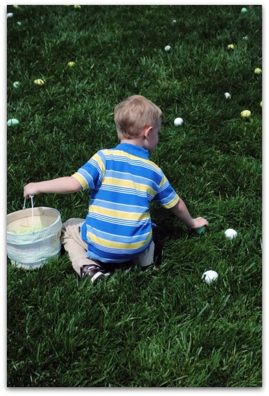 easter egg hunt on the front lawn