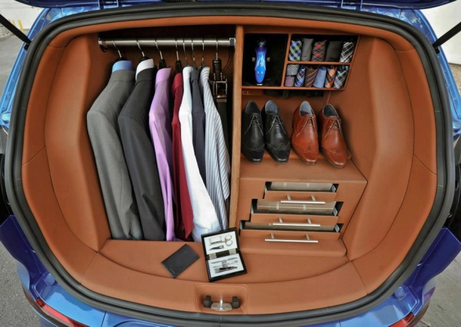 Car trunk as a closet.