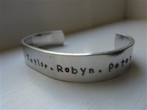 hand stamped cuff bracelet for mother's day