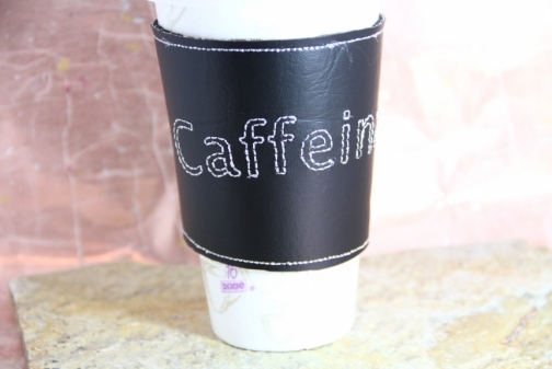 eco friendly embroidered coffee sleeve