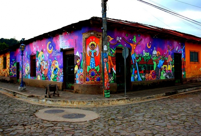 Ataco, El Salvador painted house. 