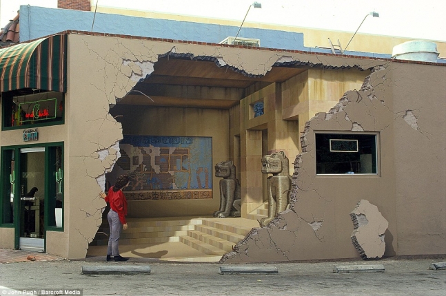 An Egyptian style mural adorns a wall in Los Gatos, California.  