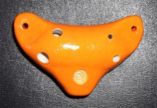 Orange English Ocarina Pendant ~ Soprano F# Vessel Flute