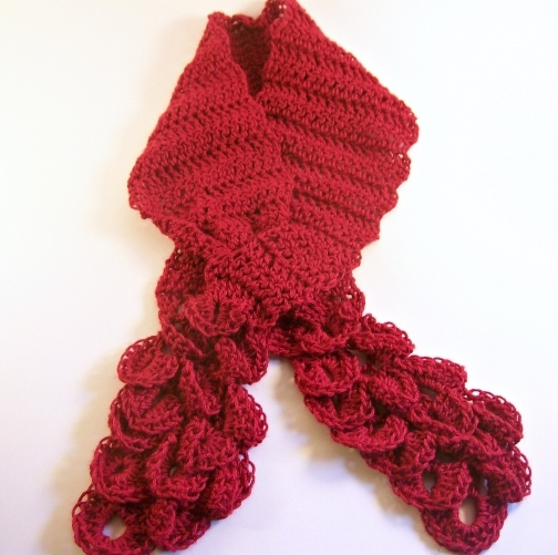 Crochet Lace Scarf, Red Scarf from Calming Stitches