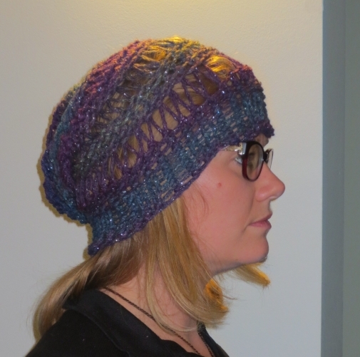 Striped slouch hat  - my niece Emily is the model - from designsbydebra on iCraft