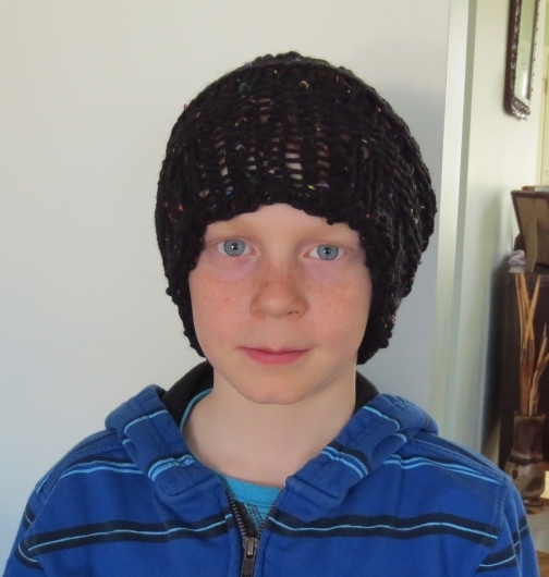 Super soft and comfy slouch hat - my grandson Cody is the model - from designsbydebra on iCraft