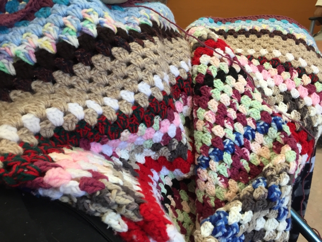 crocheted blanket.