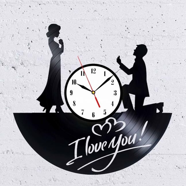 I Love you vinyl record wall clock home decor design art