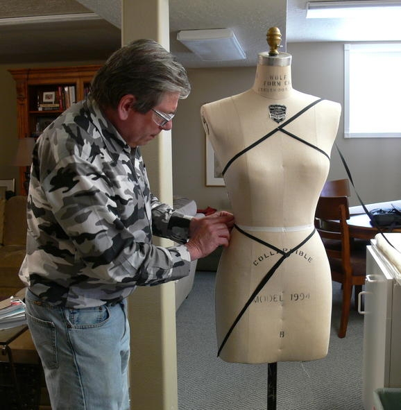 Jonathan Drews with dress form